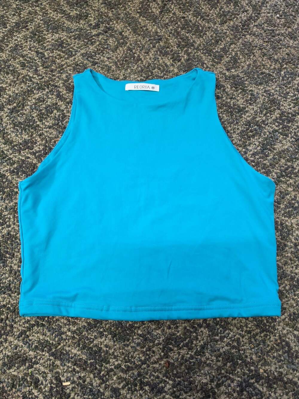 REORIA High Neck Crop Tank Top Size M Blue